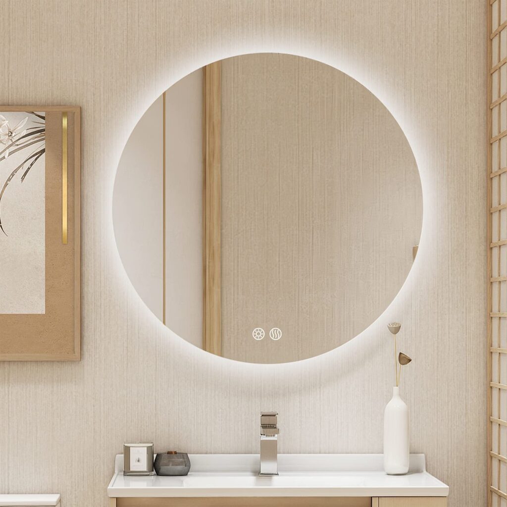BuLife 24 Inch Round LED Bathroom Mirror