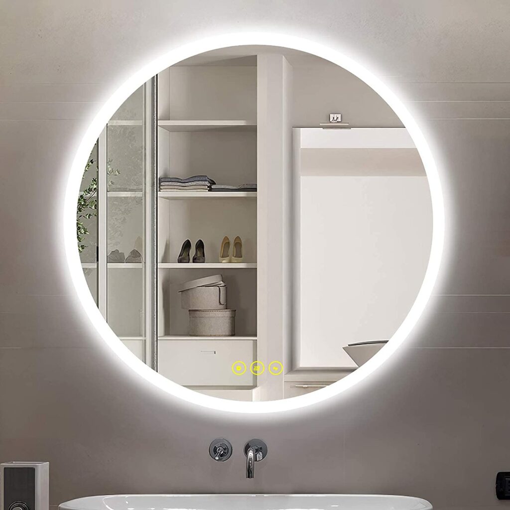CITYMODA 24 inch Round Backlit Led Mirror for Bathroom